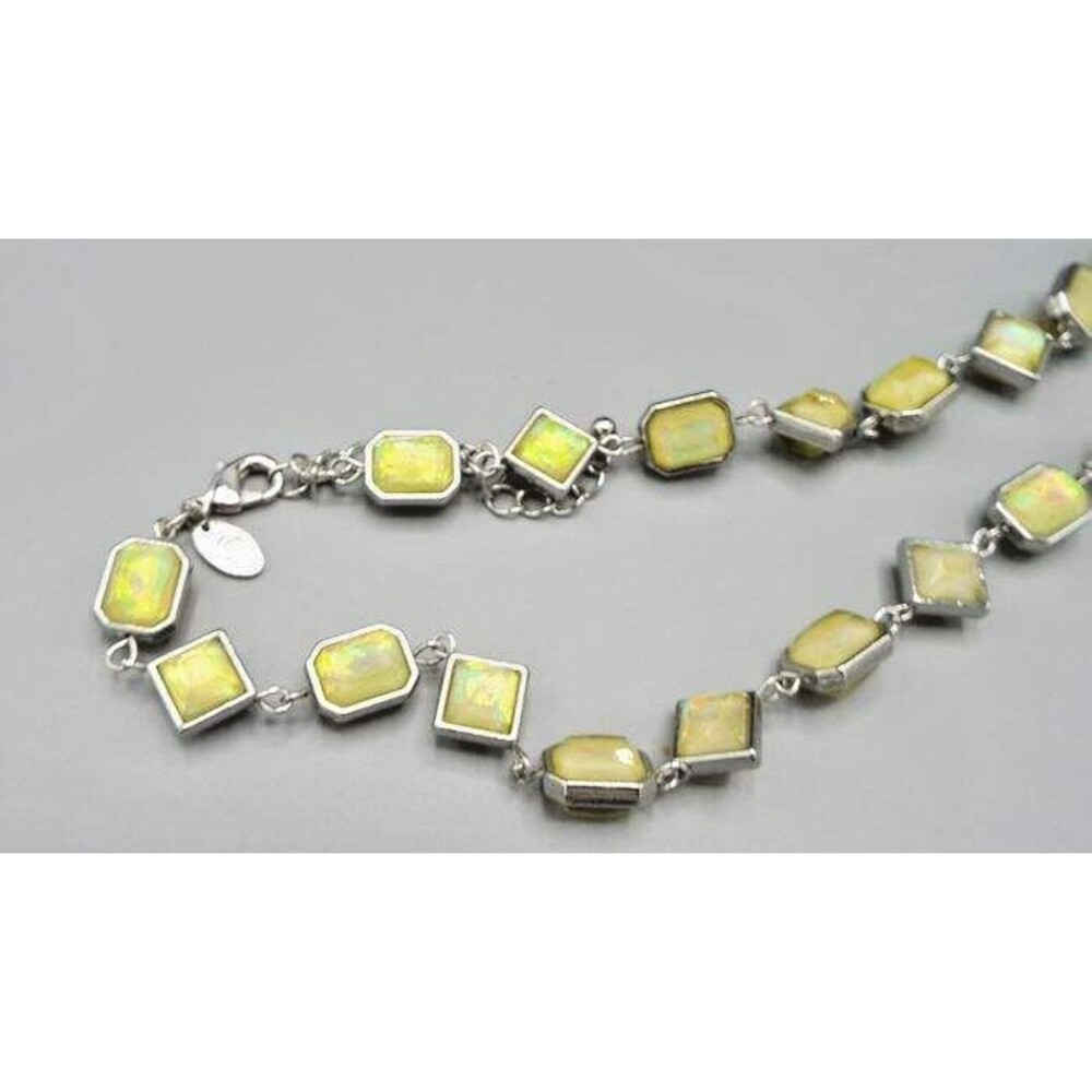 Charming Charlie Silver tone Moon Stone Art Deco Single Strand Necklace 38" - Picture 6 of 9